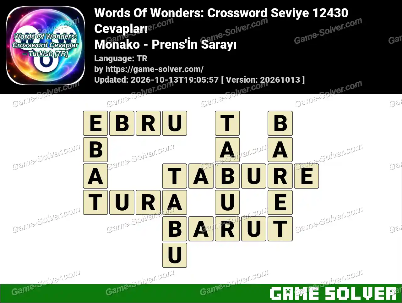 Words Of Wonders: Crossword Seviye 12430 Cevapları – Monako – Prens’İn Sarayı
